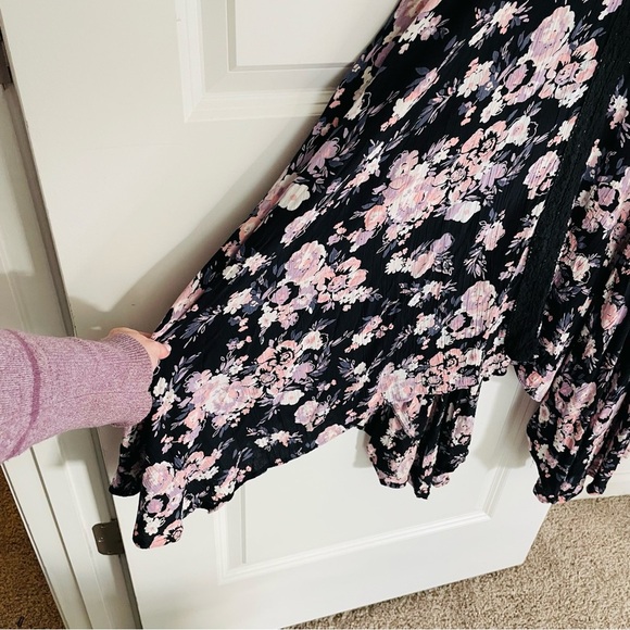 Lola P. Black Lace Floral High Low Maxi Dress Size S - Picture 5 of 11